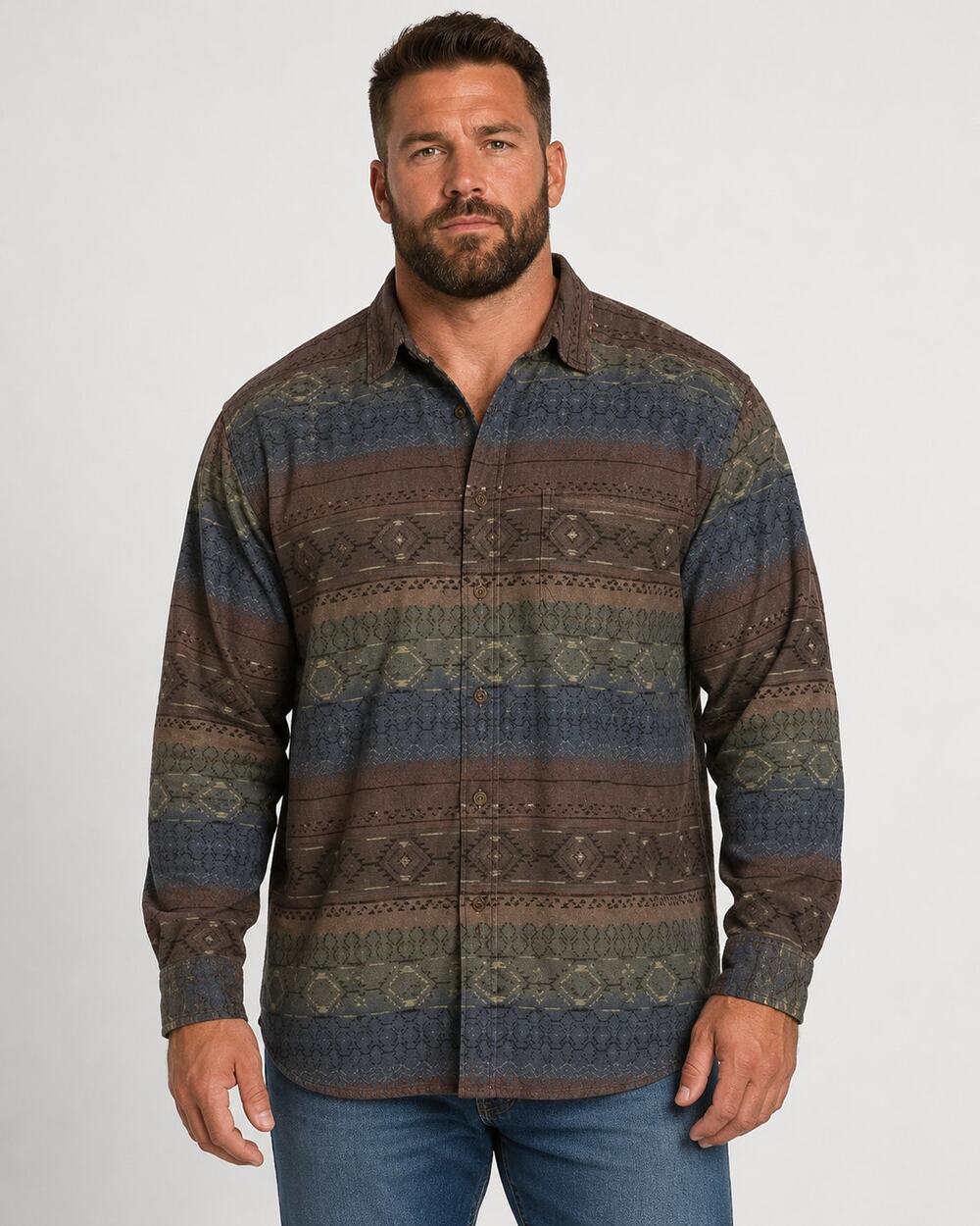 Cabela’s Men’s 2XL Southwestern Geometric Cotton Flannel Shirt
